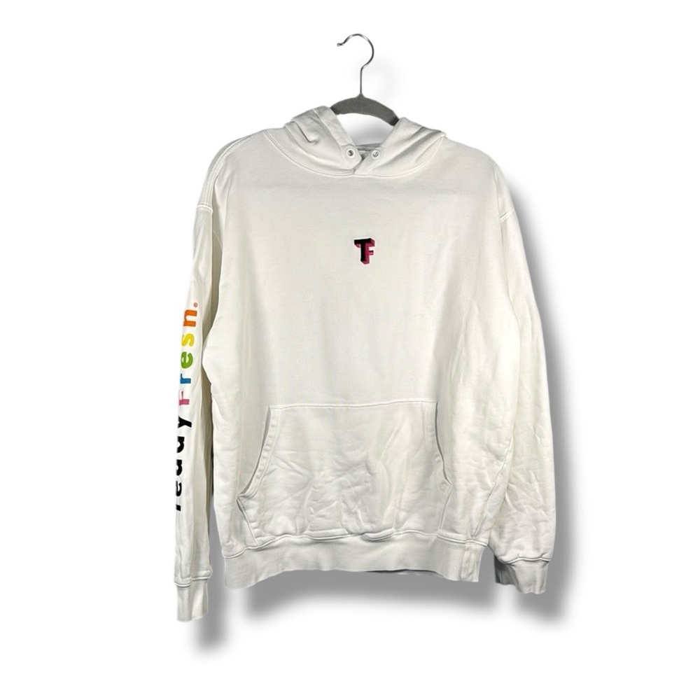 Teddy Fresh TF White Mens Hoodie‎ Pullover Sweatshirt Rainbow Spellout